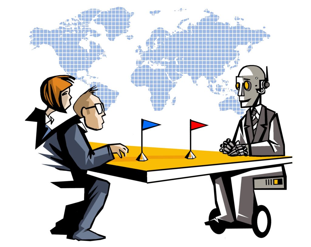 United Nations General Assembly hall with delegates from multiple countries, with insets of major international organization logos.