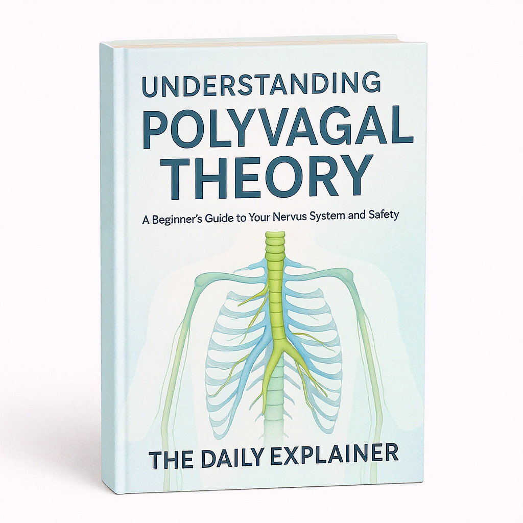 A ladder diagram showing the three states of the autonomic nervous system according to Polyvagal Theory: Ventral Vagal (safe/social) at the top, Sympathetic (fight/flight) in the middle, and Dorsal Vagal (freeze/collapse) at the bottom.