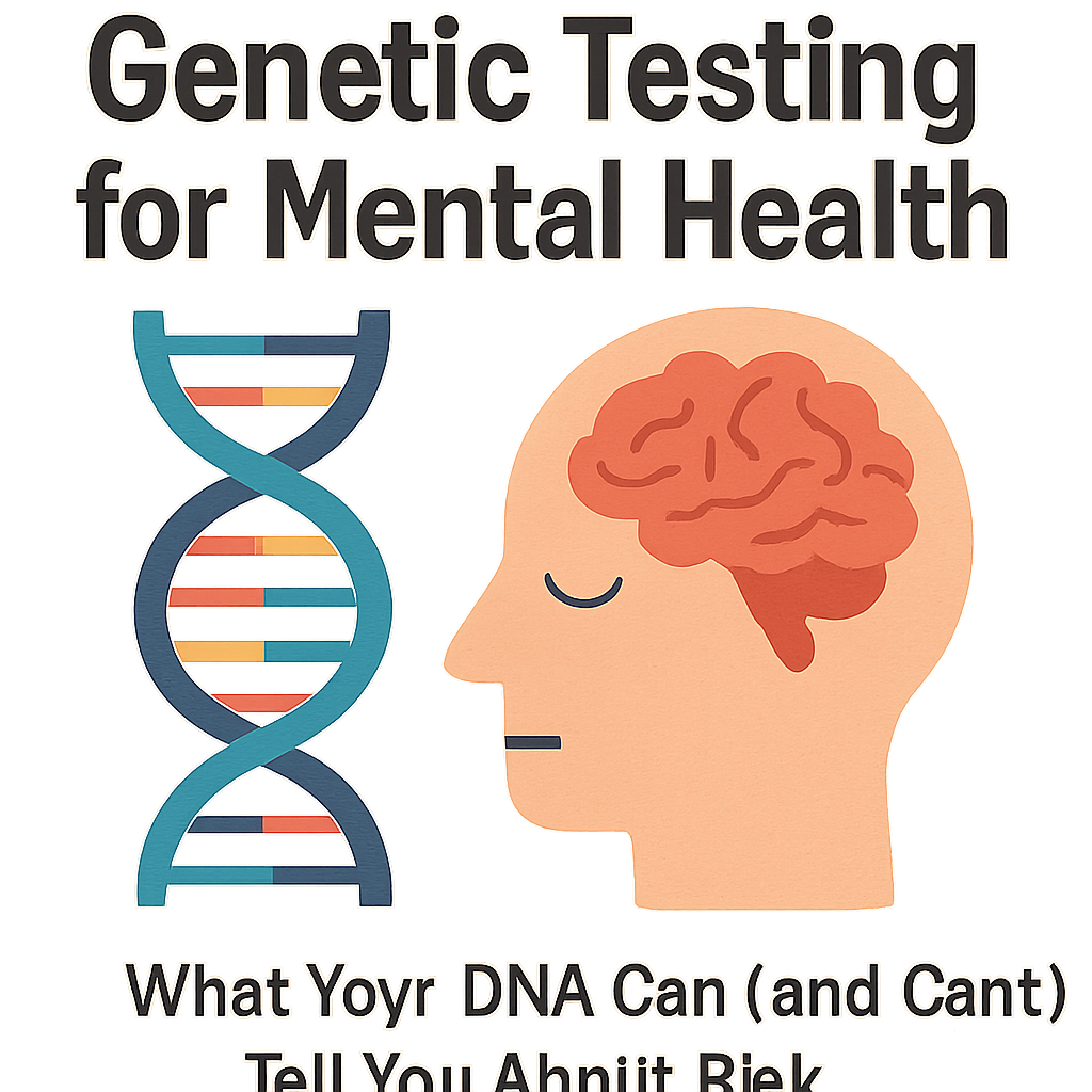 A three-column infographic. Column 1: A bar chart with a high percentile labeled "Polygenic Risk Score." Column 2: A DNA strand next to a pill bottle labeled "Pharmacogenomics." Column 3: A magnifying glass over a specific gene sequence labeled "Rare Variants."