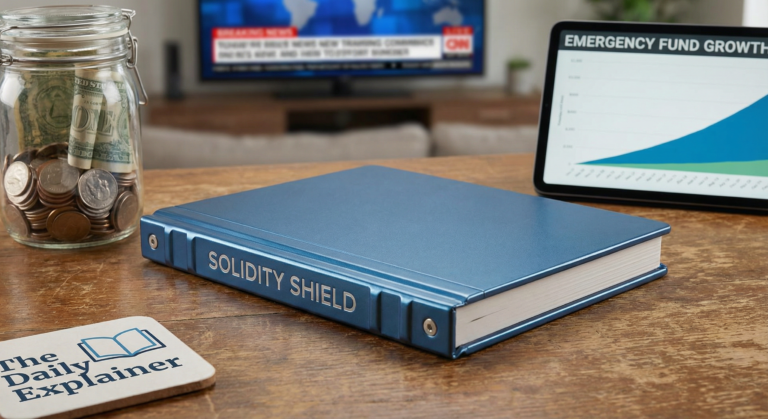 An infographic illustrating a three-tiered emergency fund: Tier 1 - Immediate Cash for minor shocks, Tier 2 - High-Yield Savings Core Fund, Tier 3 - Extended Reserve for catastrophic events.