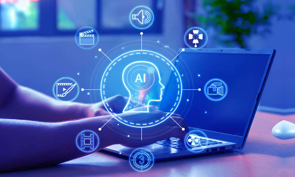 Visual diagram showing the step-by-step process of AI-assisted content creation from ideation to publication