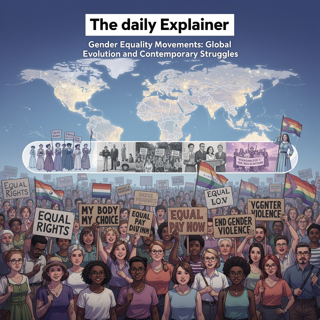 Visual timeline showing key events, figures, and turning points in feminist history from the 19th century to present day