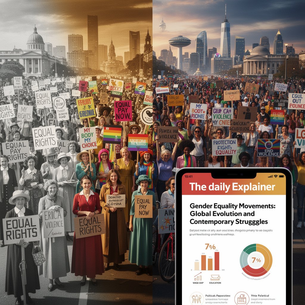 Visual timeline showing key events, figures, and turning points in feminist history from the 19th century to present day