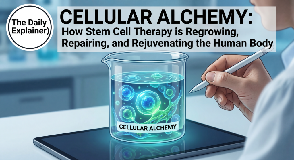 A hierarchical chart showing the zygote (totipotent) giving rise to embryonic stem cells (pluripotent), which can become any cell type, and adult stem cells (multipotent) with more limited lineages like blood, bone, or nerve cells.