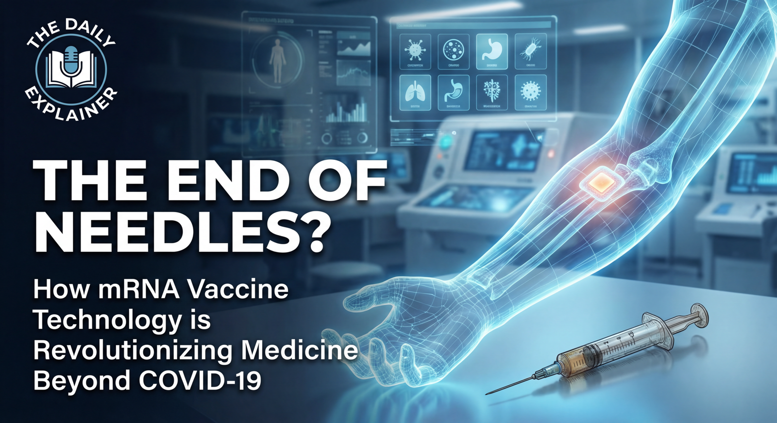 Infographic showing injection of LNP, cell entry, ribosome translation of spike protein, antigen presentation, and B-cell/T-cell activation.