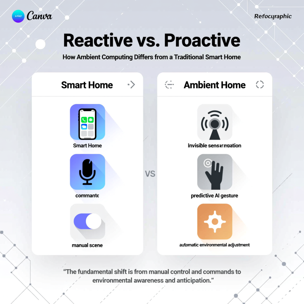A layered pyramid diagram showing: Sensor Fabric (base), Local AI Brain, Context Engine, Automation Layer, and Natural Interface (top).