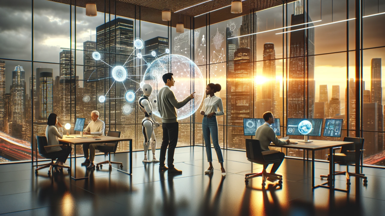 Graph showing initial productivity dip followed by steep rise, illustrating the J-curve effect of AI implementation costs before gains.
