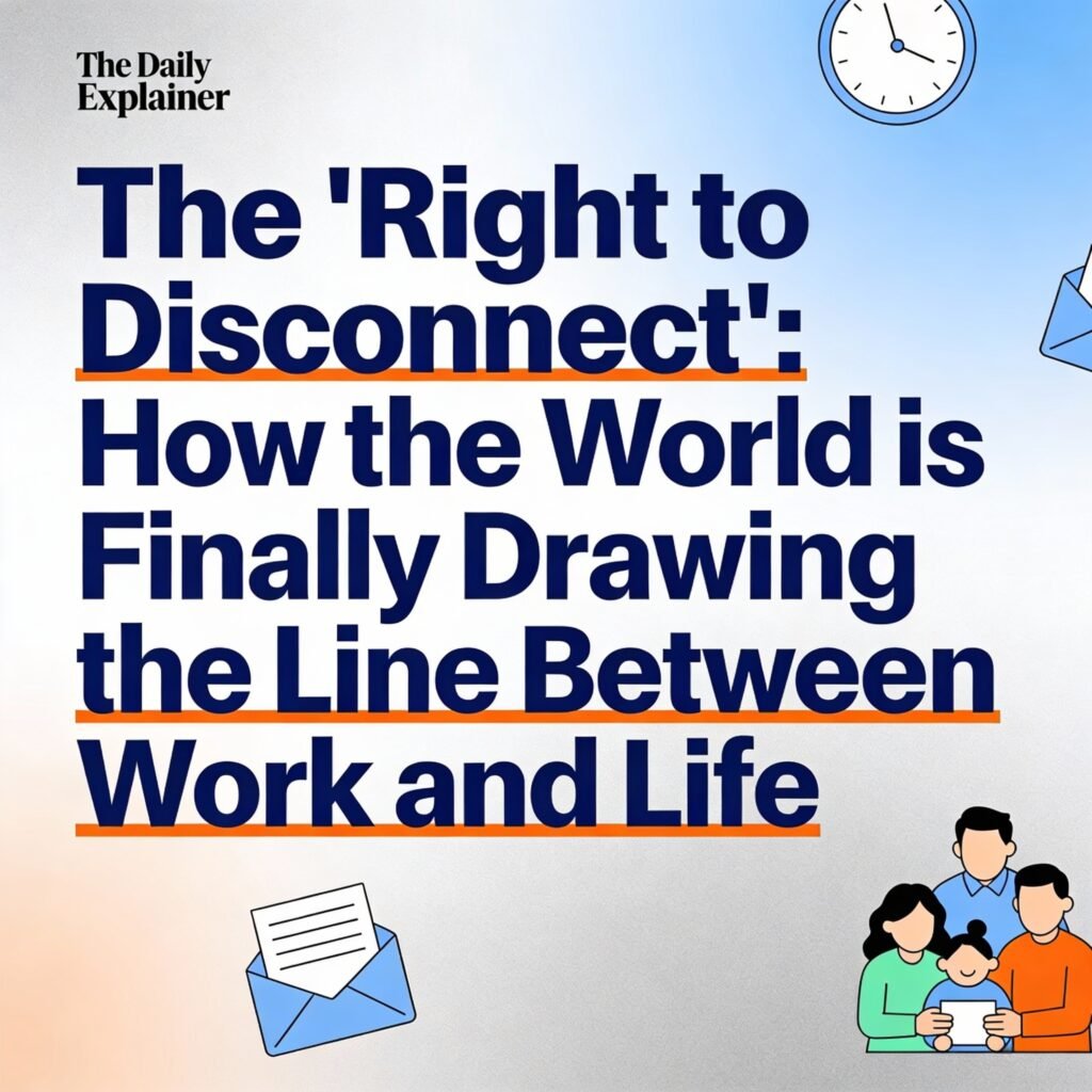 World map highlighting countries with Right to Disconnect laws in 2026, showing France, Spain, Portugal, Ireland, Belgium, Canada, and others in a contrasting color.