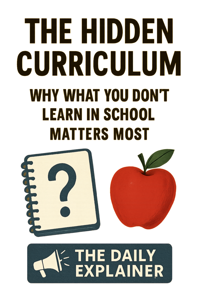 A two-circle Venn diagram. The left circle is "Formal Curriculum: Syllabus, Tests, Stated Goals." The right circle is "Hidden Curriculum: Unwritten Rules, Social Norms, Power Dynamics." The overlapping center is labeled "The Lived Student Experience."