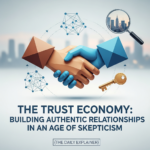 Infographic showing the 8-phase Trust-Building Framework: 1. Foundation, 2. Strategy, 3. Content, 4. Community, 5. Verification, 6. Partnership, 7. Measurement, 8. Iteration, forming a circular progression.