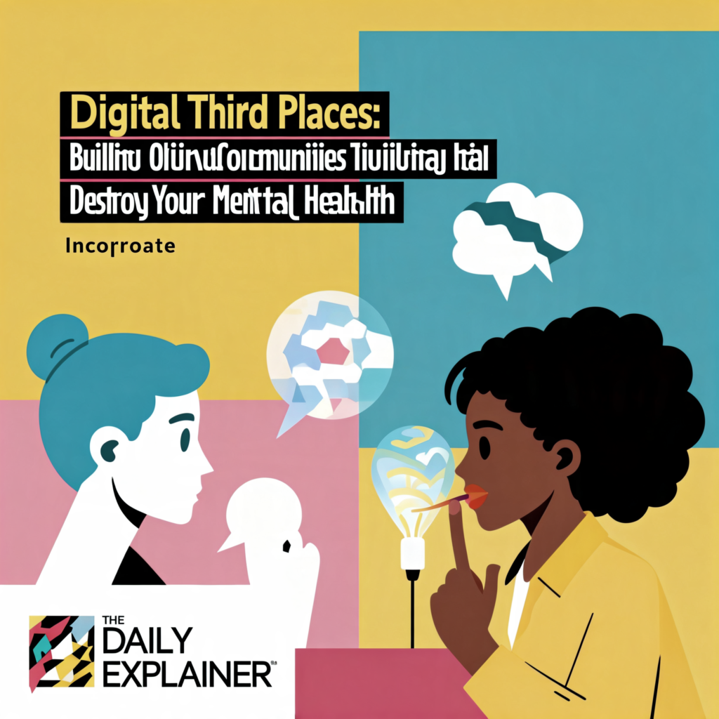 Infographic diagram showing the core components of a healthy online community: Clear Purpose, Strong Code of Conduct, Psychological Safety, Engaged Moderation, Member Rituals, and Sustainable Growth, all interconnected.