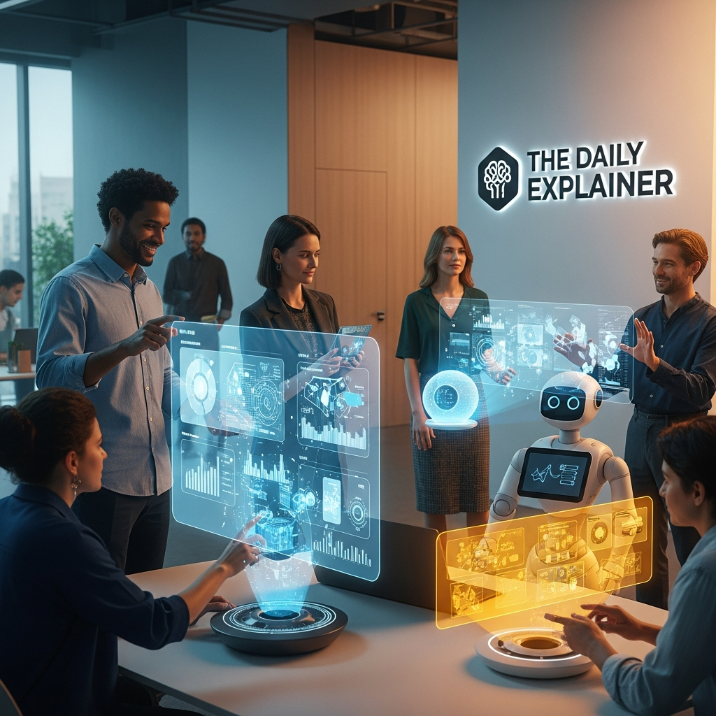 A 2x2 matrix graphic. Y-axis: Human Uniqueness (Low to High). X-axis: AI Competence (Low to High). Quadrants: AI Primary (High AI, Low Human), Co-Creation (High AI, High Human), Human Primary (Low AI, High Human), Legacy/Manual (Low AI, Low Human).