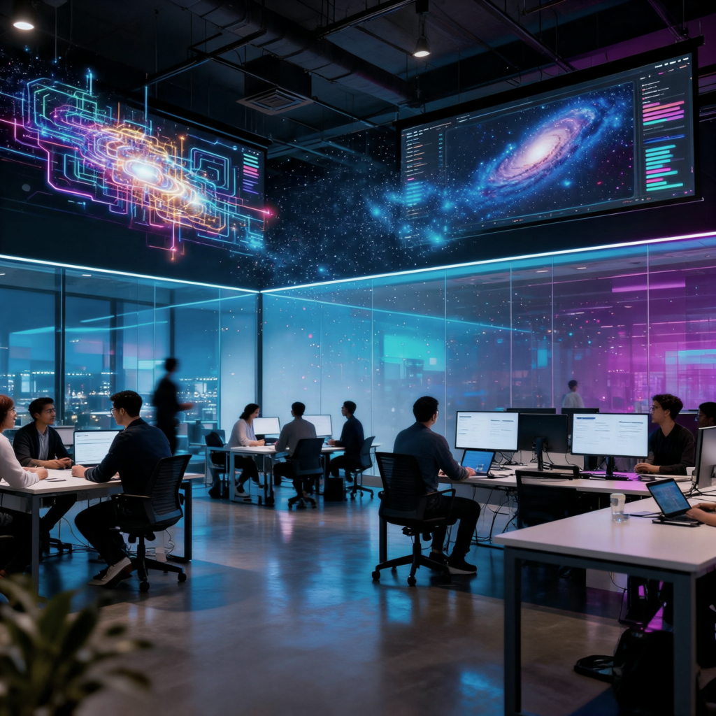 A 2x2 matrix graphic. Y-axis: Human Uniqueness (Low to High). X-axis: AI Competence (Low to High). Quadrants: AI Primary (High AI, Low Human), Co-Creation (High AI, High Human), Human Primary (Low AI, High Human), Legacy/Manual (Low AI, Low Human).