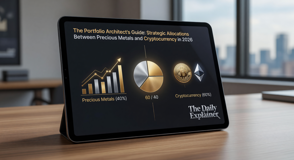 A simple flowchart diagram showing the process of checking allocation weights and executing trades to rebalance the gold, silver, and bitcoin holdings back to their target percentages.
