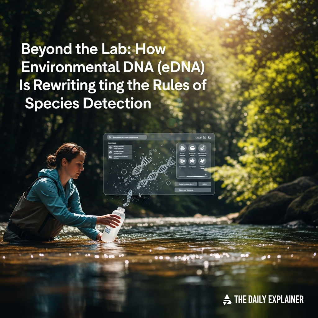 Comprehensive flowchart illustrating the eight-stage eDNA monitoring workflow from study design and field collection through DNA extraction, PCR amplification, high-throughput sequencing, bioinformatic analysis, data interpretation, and open-access archiving through OBIS.