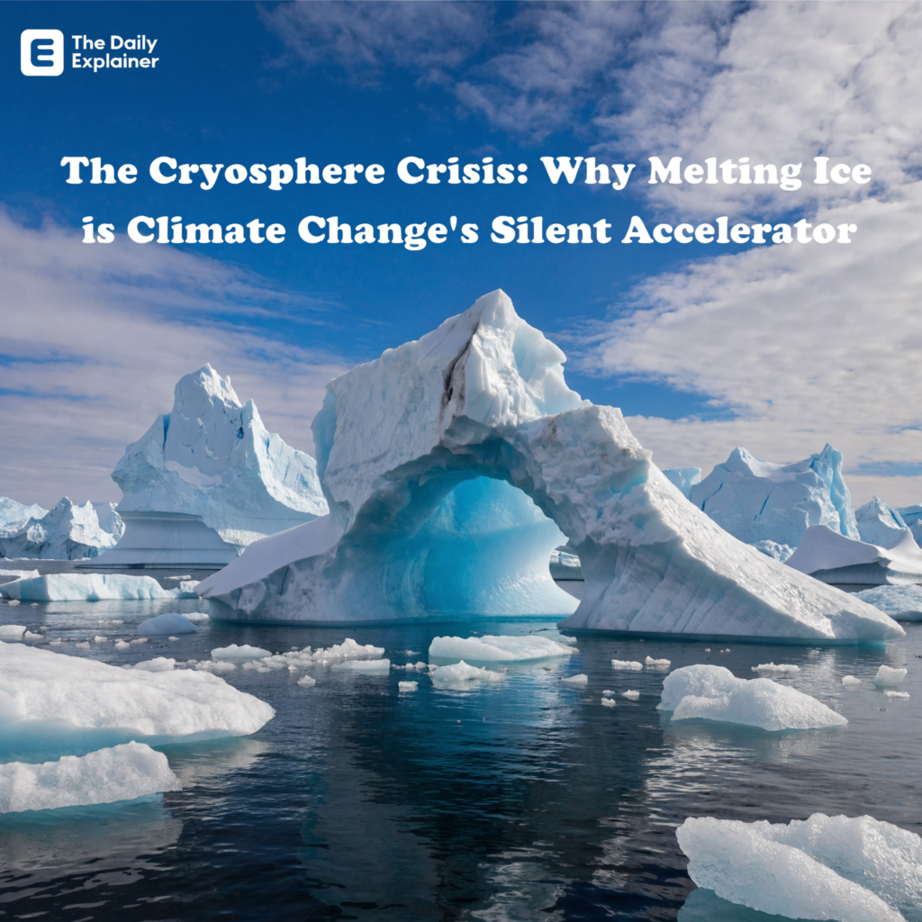 A split world map showing the significant reduction in Arctic summer sea ice and Greenland ice sheet mass compared to the 20th-century average, based on 2026 satellite data.