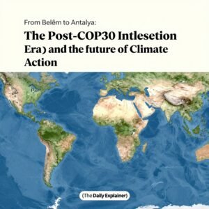 A timeline showing the key climate milestones from COP30 in Belém (November 2025) through 2026, including the Bonn Climate Conference, key implementation workshops, and culminating in COP31 in Antalya, Turkey.