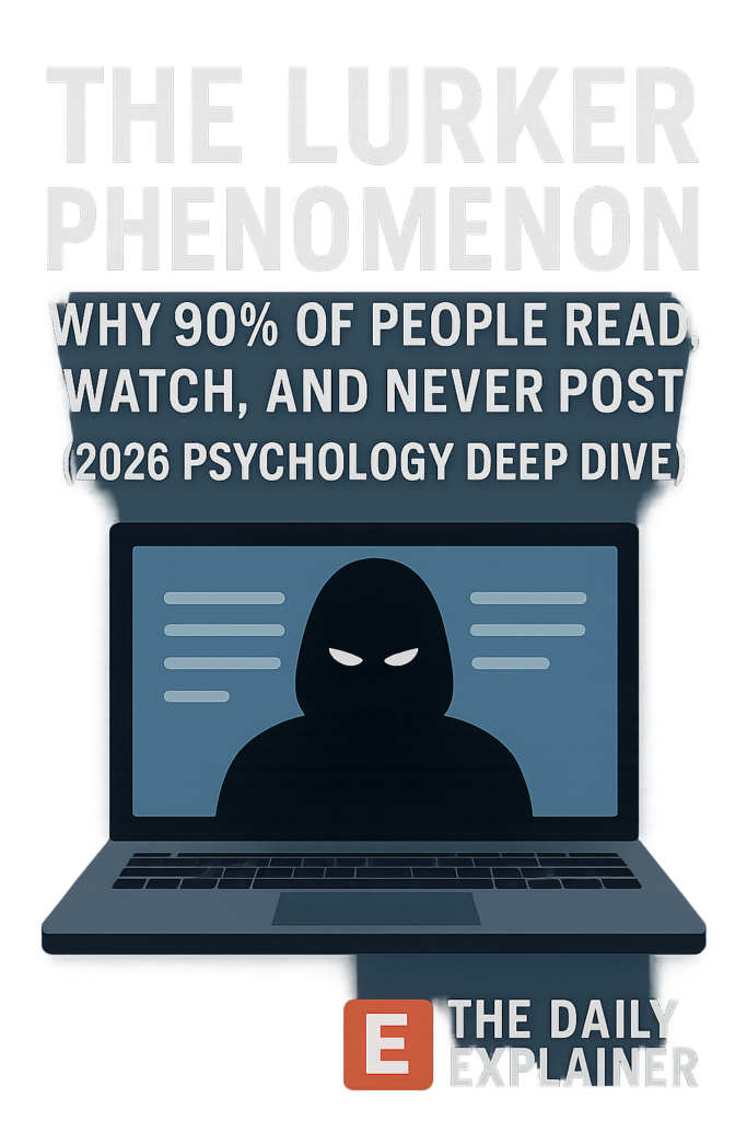 Four-stage diagram of Bandura's social learning theory: Attention, Retention, Reproduction, Motivation—with lurker pathway showing stopping at Retention