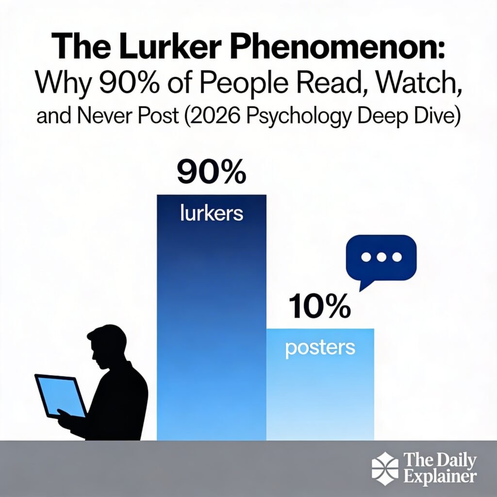 Pie chart showing 90% lurkers (blue), 9% contributors (green), and 1% super-contributors (gold) across a 5.2 billion internet user base