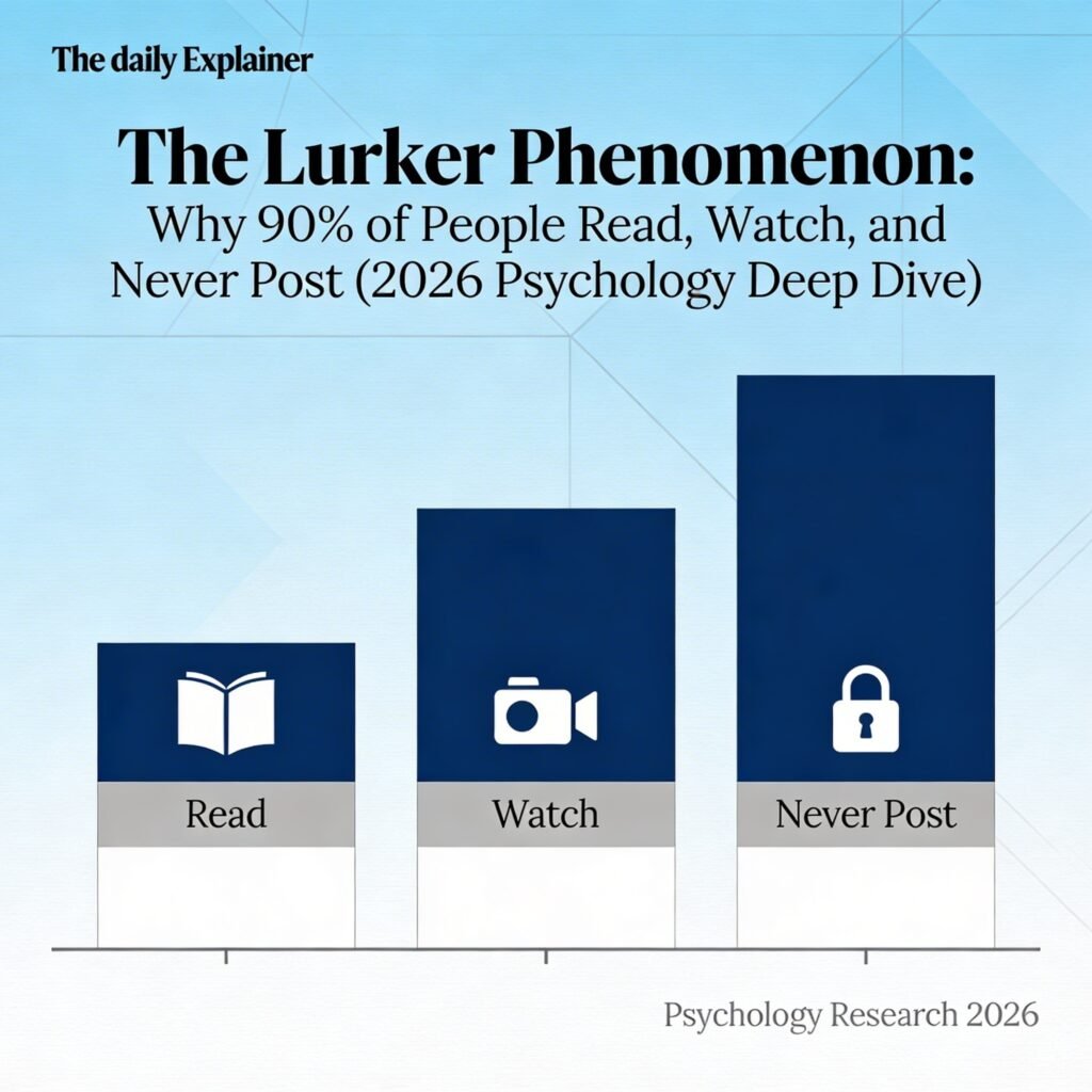 Four-stage diagram of Bandura's social learning theory: Attention, Retention, Reproduction, Motivation—with lurker pathway showing stopping at Retention