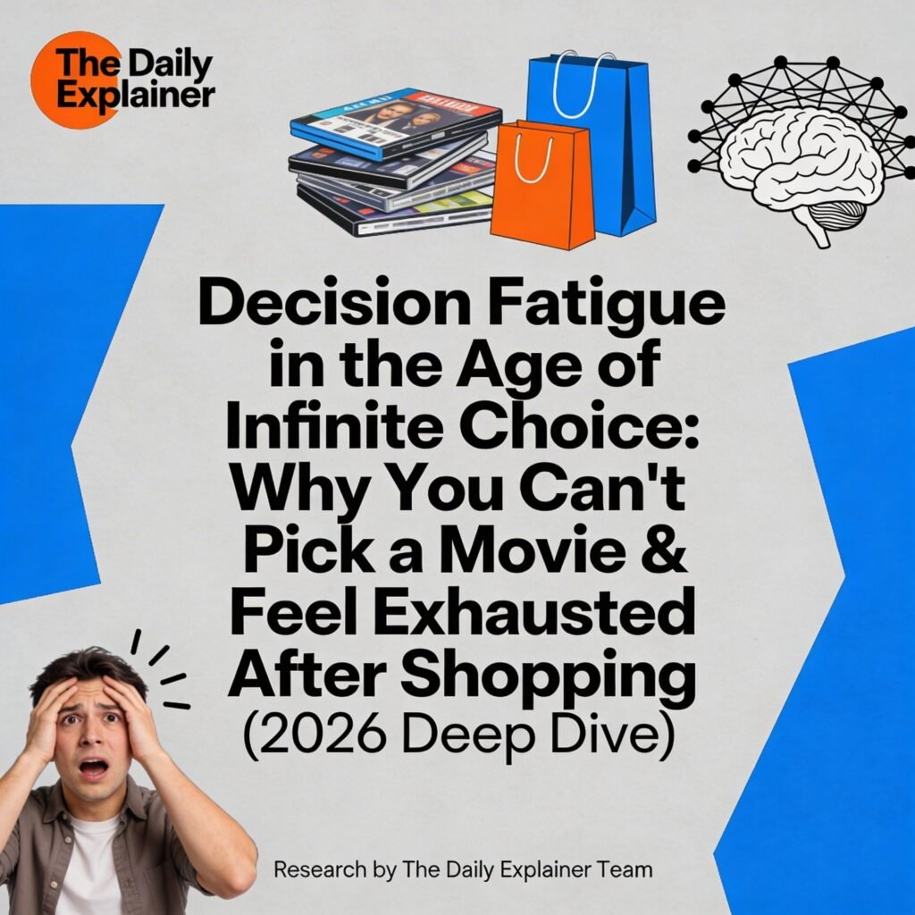 Line chart showing decision time increasing logarithmically with number of choices from 2 to 100+ options
