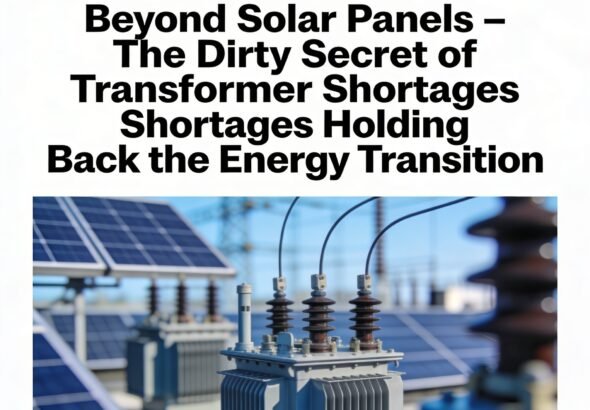 Cross-section diagram of a large power transformer showing the laminated steel core, copper windings, insulating oil, cooling fins, and steel tank.