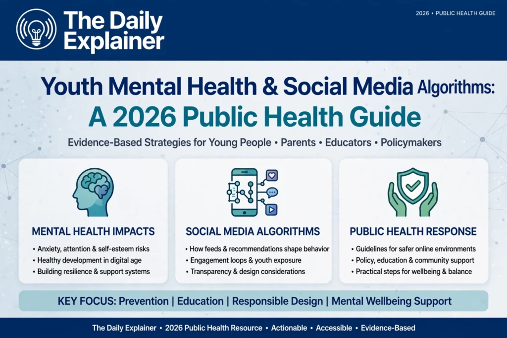 Pie chart showing that 34.5% of adolescents saw self-harm content in the past month, with 66.2% encountering it through algorithmically suggested feeds and only 8% actively searching for it.
