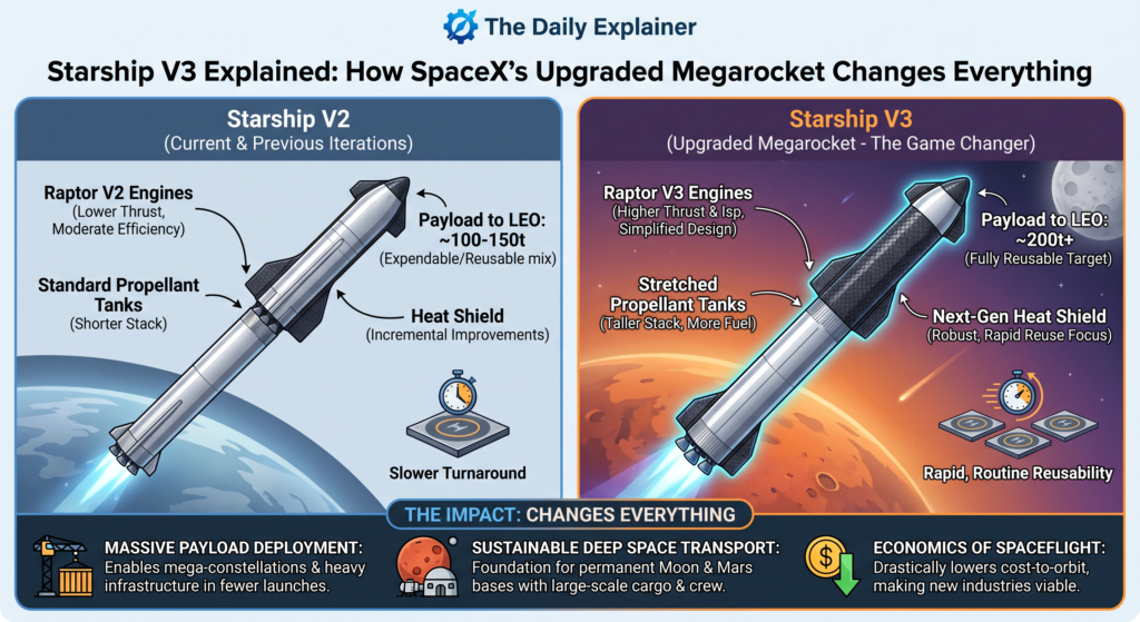 SpaceX's Starship V3 rocket launches from Pad 2 at Starbase, Texas, on May 22, 2026, with 33 Raptor 3 engines firing.